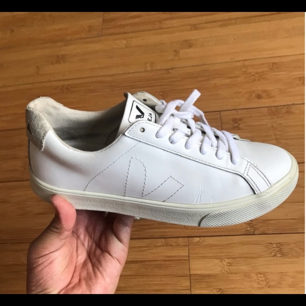 Veja White Leather Sneakers with Cream Sole